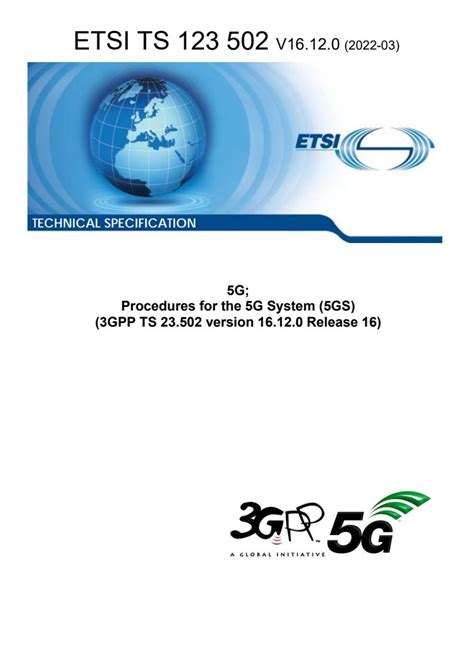 5G; Procedures for the 5G System (5GS) (3GPP TS 23.502 .